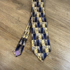 Jimmy V 100% Silk Tie (Necktie) - Collection One - Made in USA Blue Gold Silver